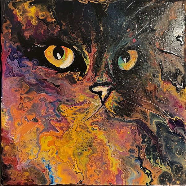 Example Midjourney image of a acrylic pour cat