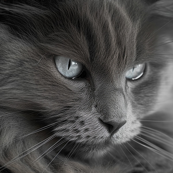 Midjourney image of a desaturated cat