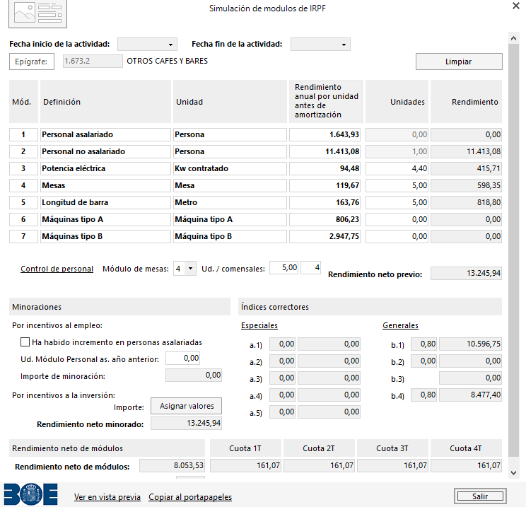 E Simulaci N Del C Lculo De Los M Dulos En Irpf E Iva