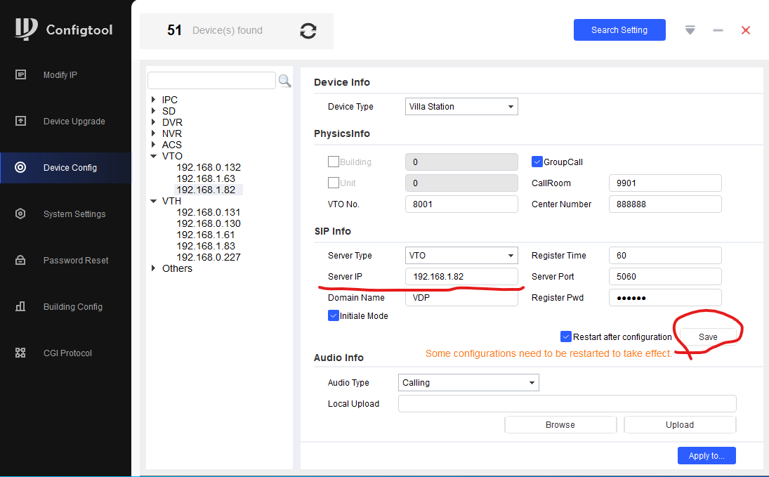 How To Set Up One VTO And One VTH Via Configtool Intercom System