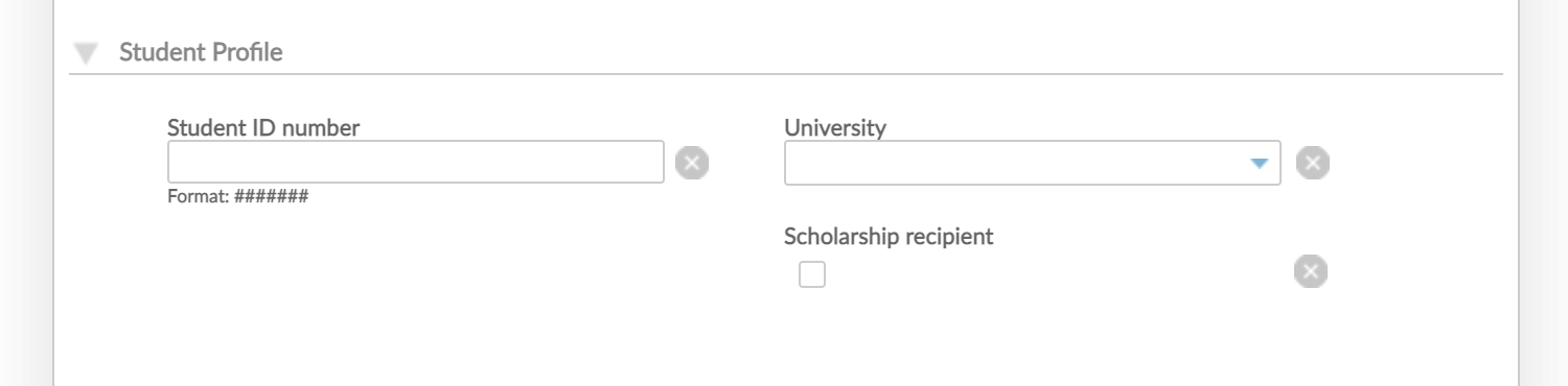Student Profile custom field set section in Creating client dialog