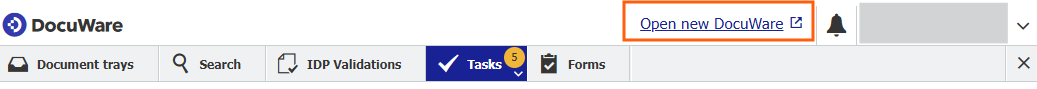 The link Open new DocuWare in the classic DocuWare client