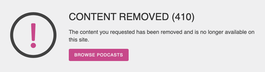 Podcast deleted / content removed