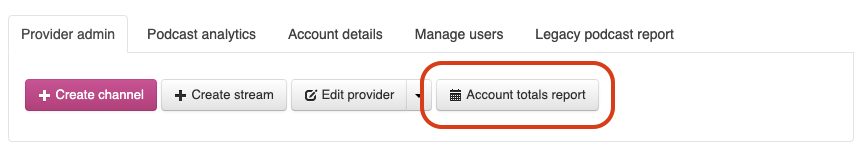 Admin panel - Account Totals button
