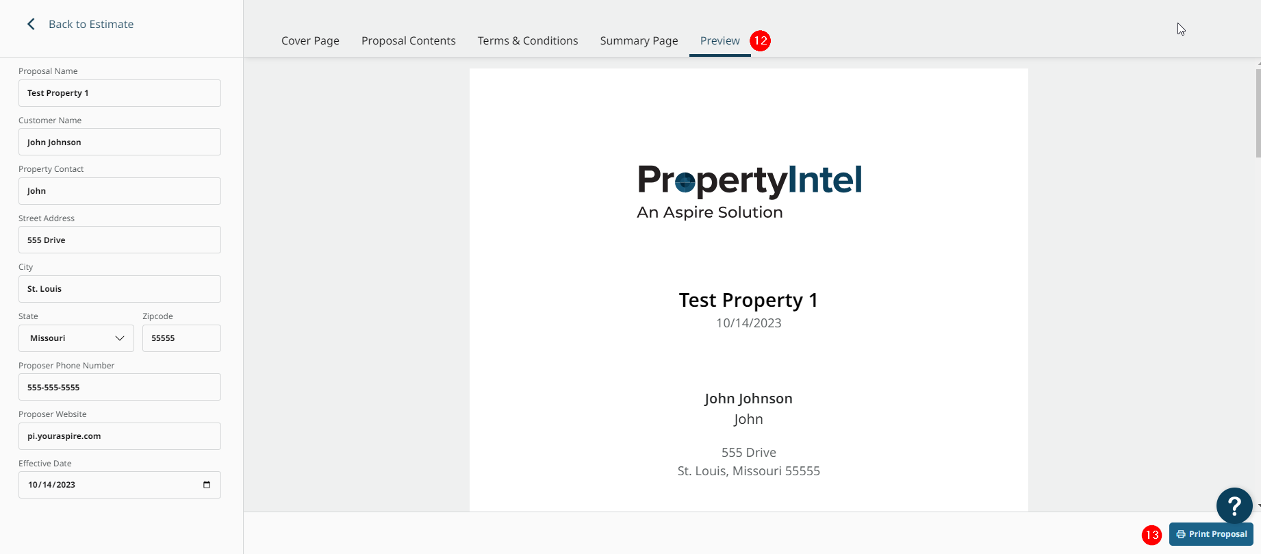 Configure Proposal Layout
