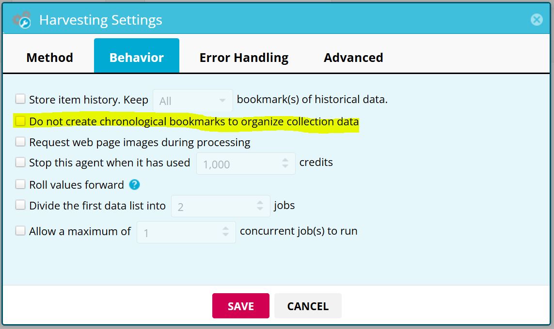 Harvesting setting-DoNotReportRefresh