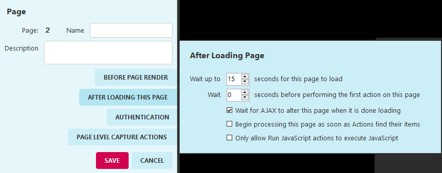 How do I set a page actions to wait for AJAX_Image2(1)