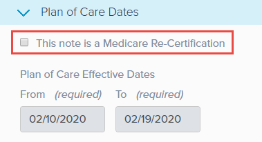 EMR_2.0_Documentation_Plan of Care_This Note is a Medicare Re-Certification