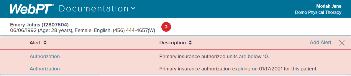 EMR_2.0_Patient Profile_Alerts Drawer_Authorization_Units