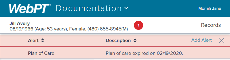 EMR_2.0_Patient Profile_Alerts Drawer_Plan of Care Expired