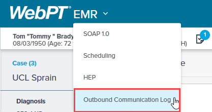 EMR_2.0_Reports_Outbound Communication Log_Navigation Button