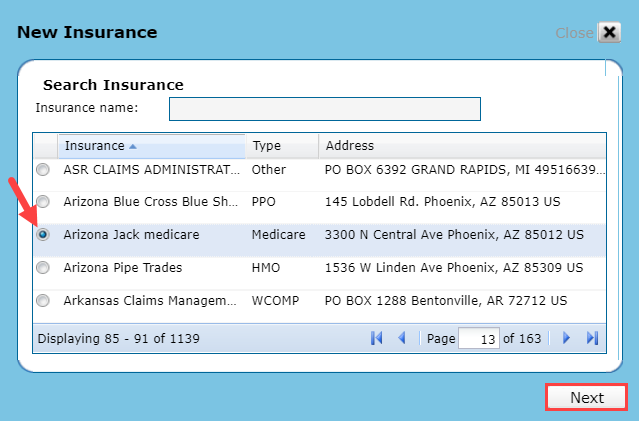 EMR_Add Patient Insurance_New Insurance_Insurance List.png