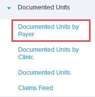 EMR_Analytics_Documented Units report menu_Documented Units by Payer