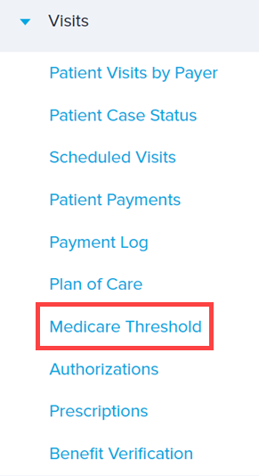 EMR_Analytics_Visits Report Menu_Medicare Threshold