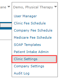EMR_Clinic drop down_Clinic Settings