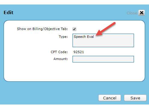 EMR_Company Fee Schedule_Edit Billing Code Type Text box