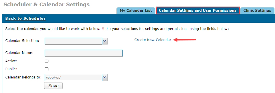 EMR_Manage Calendars_Calendar Settings_User Permissions_Create New Calendar