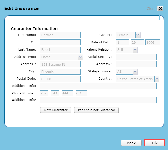 EMR_Patient Manager_Insurance_Guarantor Information