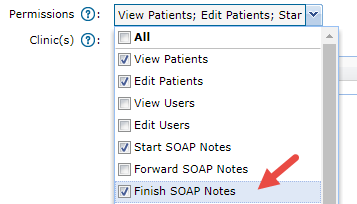 EMR_User Manager_User Profile_Permission_Finish SOAP Note