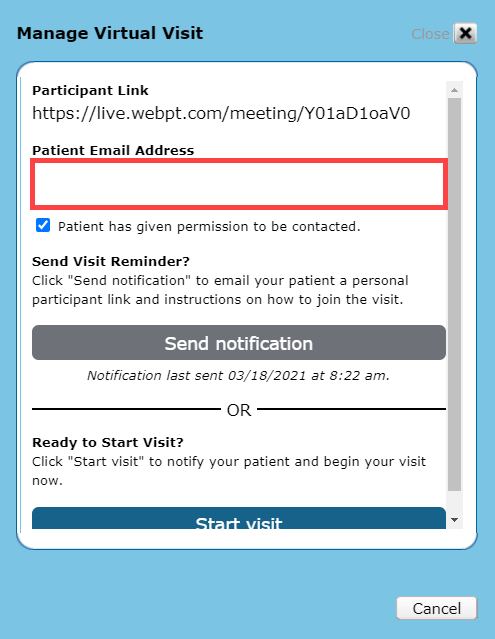 EMR_Virtual Visit_Patient Email field_blank