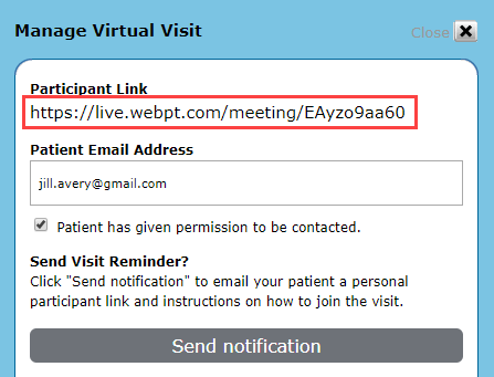 EMR_Virtual Visit_Patient Participation link
