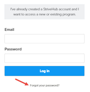 Strivehub_Patient Portal_Forgot Password Button