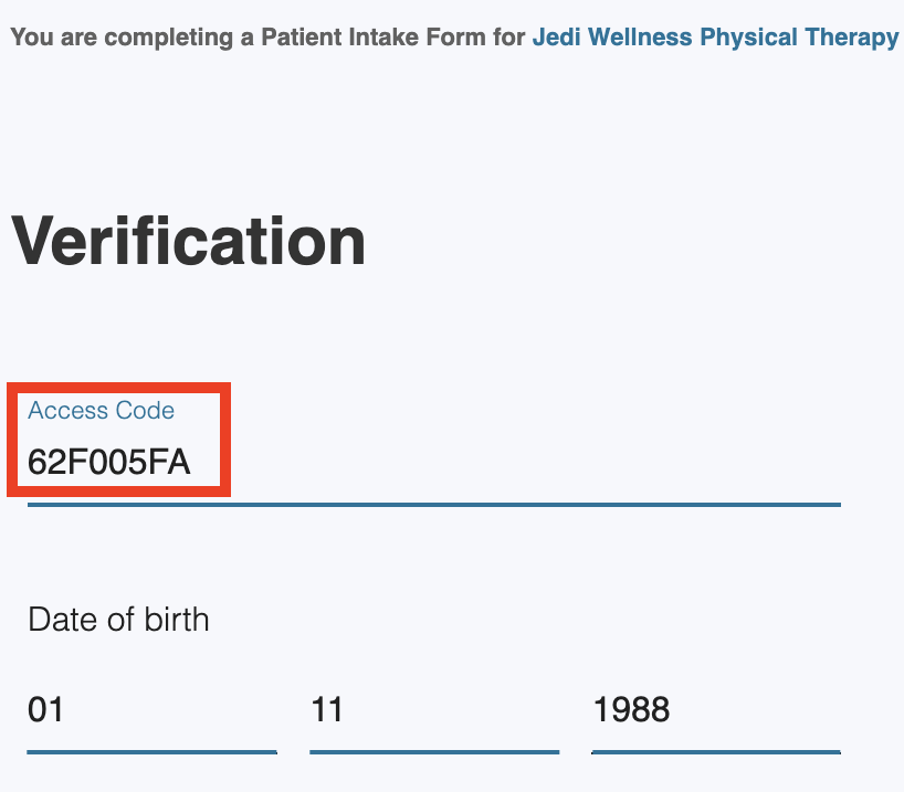Strivehub_Patient Portal_Verification_Access Code