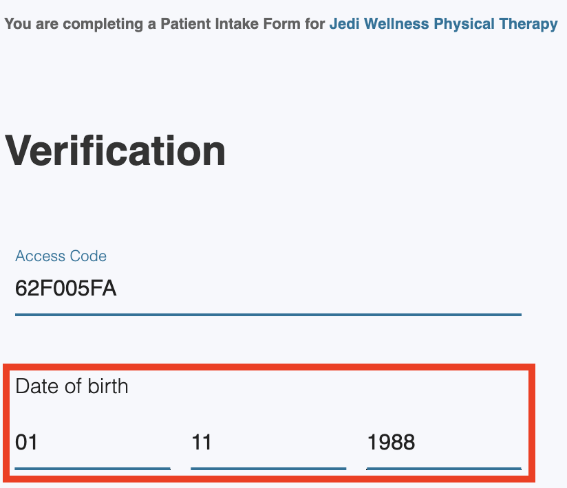 Strivehub_Patient Portal_Verification_Date of Birth