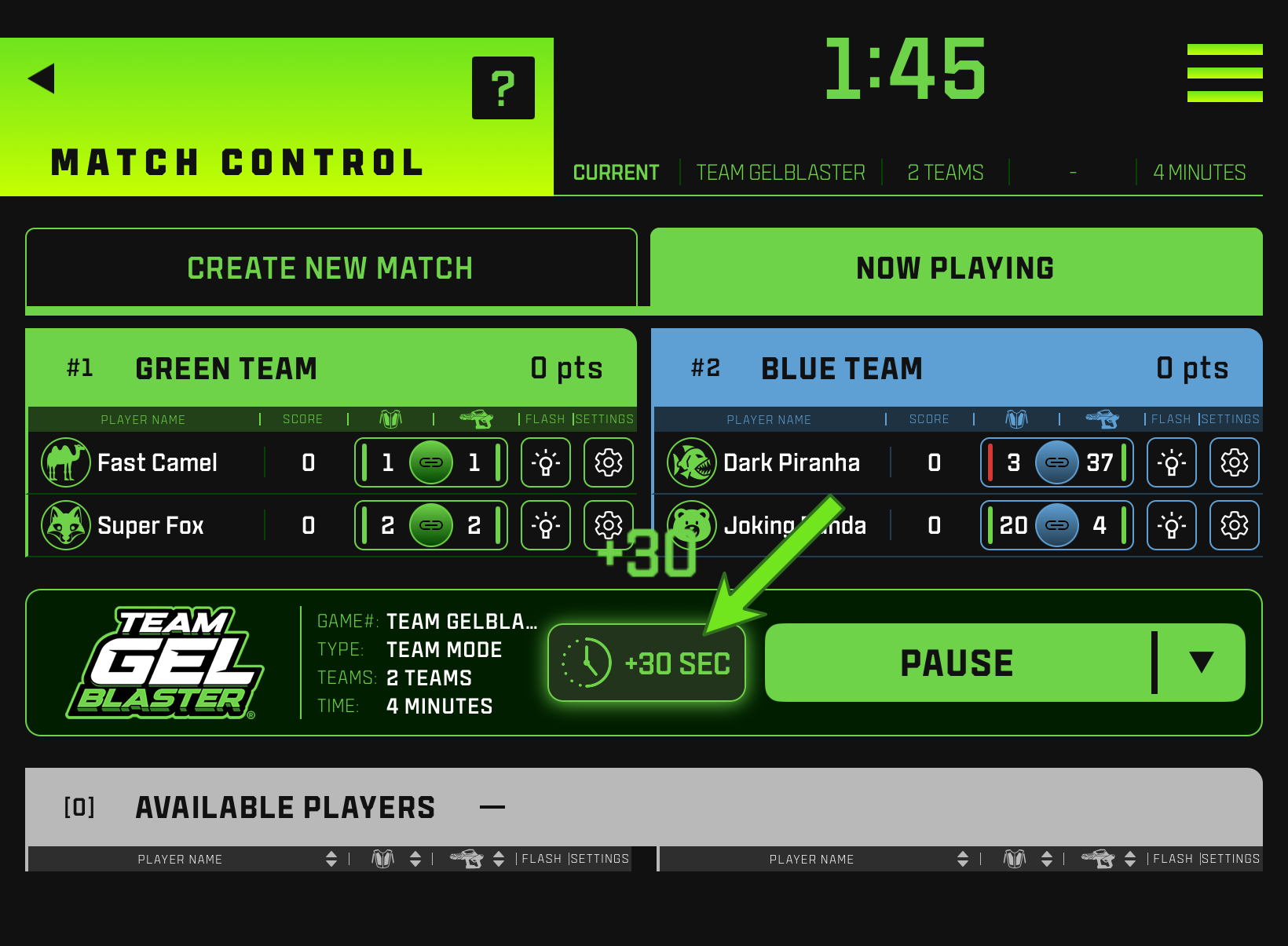 Match Control Counter Add Time to a Match