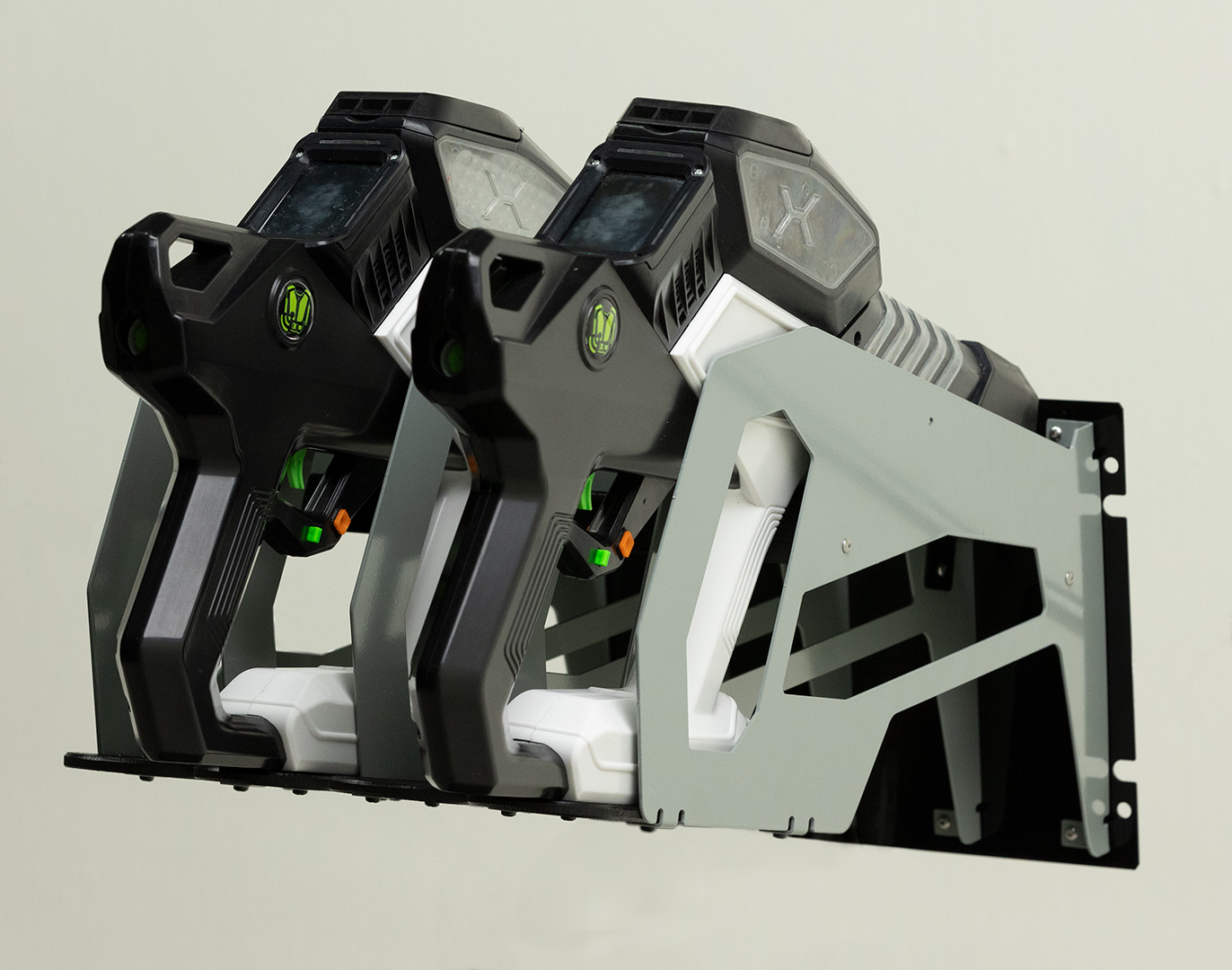 Blaster Railing Loading Gellets into Blasters