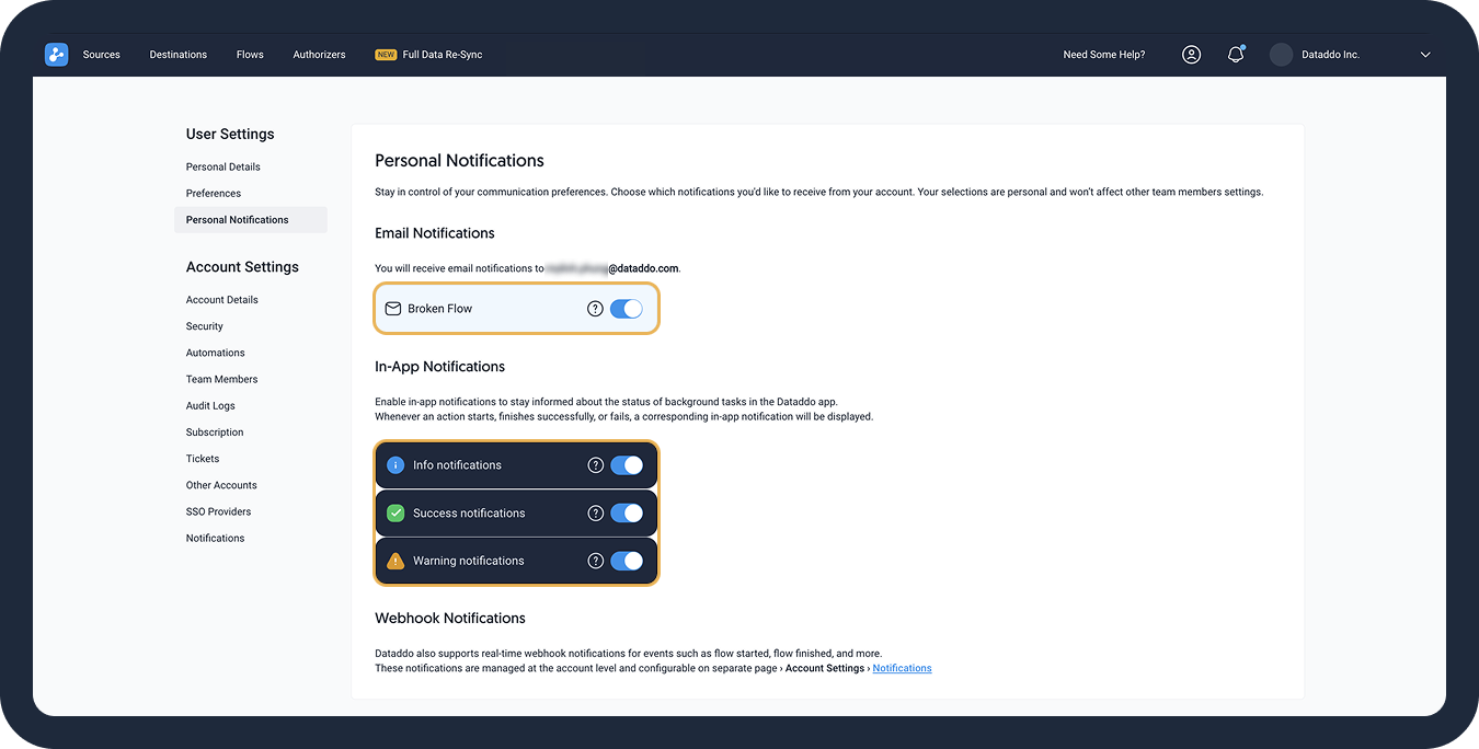 Set up personal notifications.