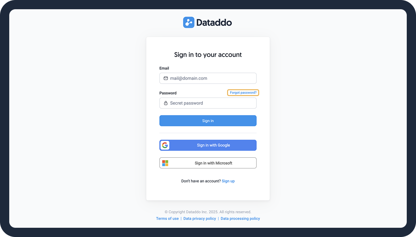 Reset forgotten password 1.