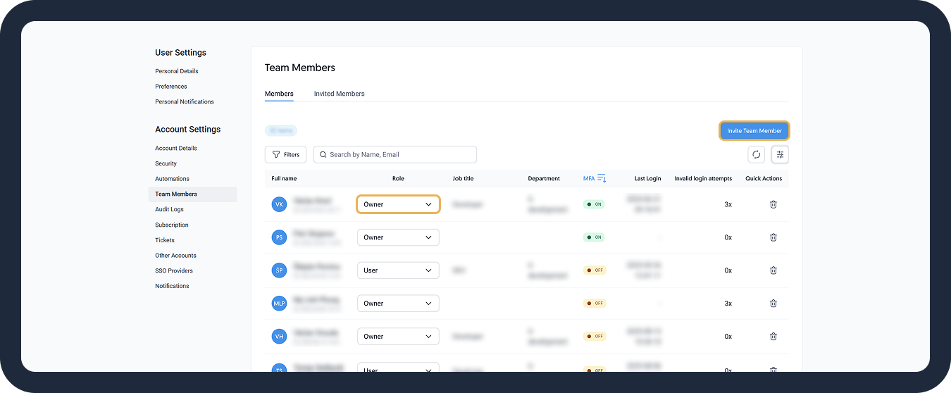 Manage Team Members