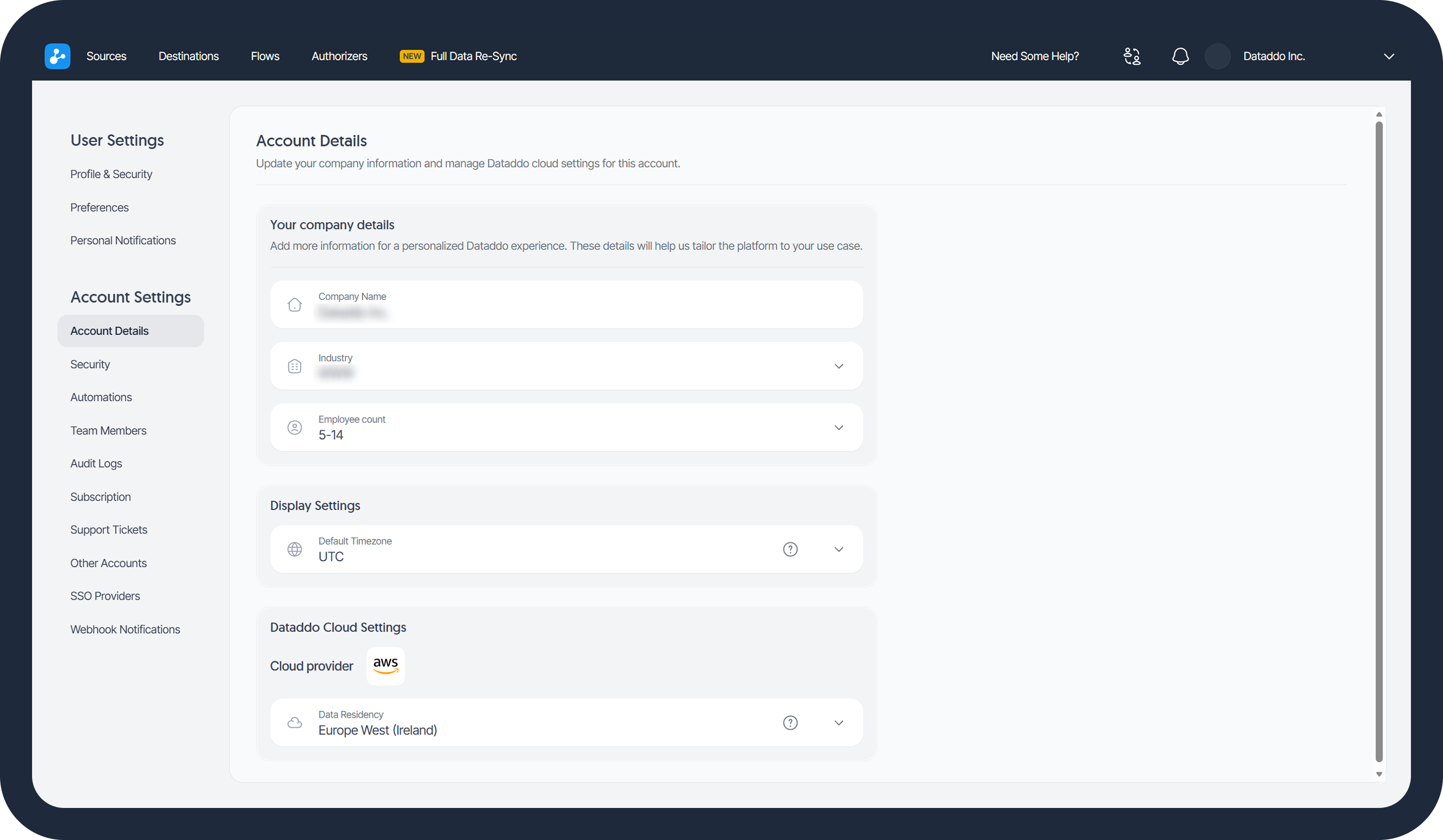 Account details layout