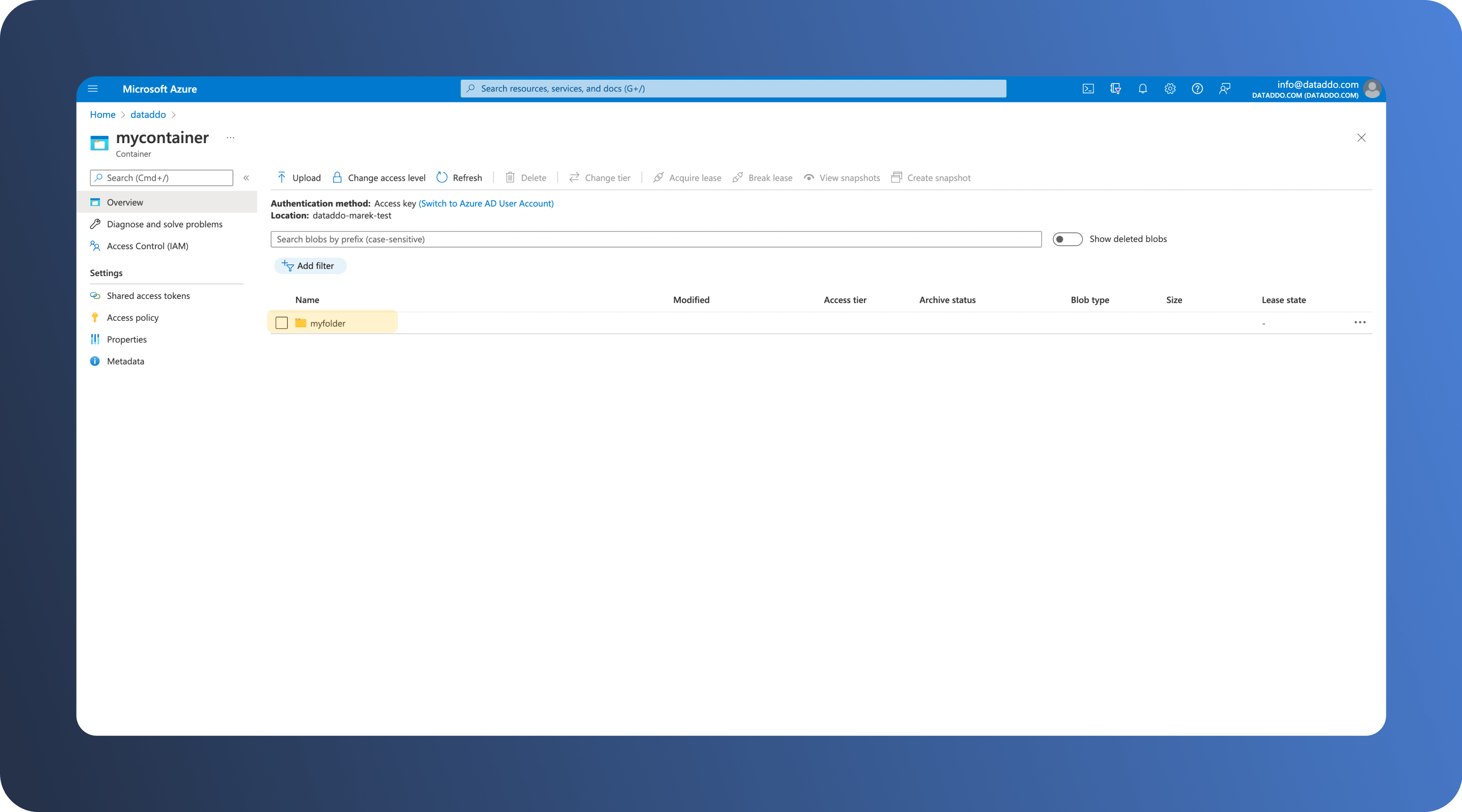 Azure Blob Storage - my folder