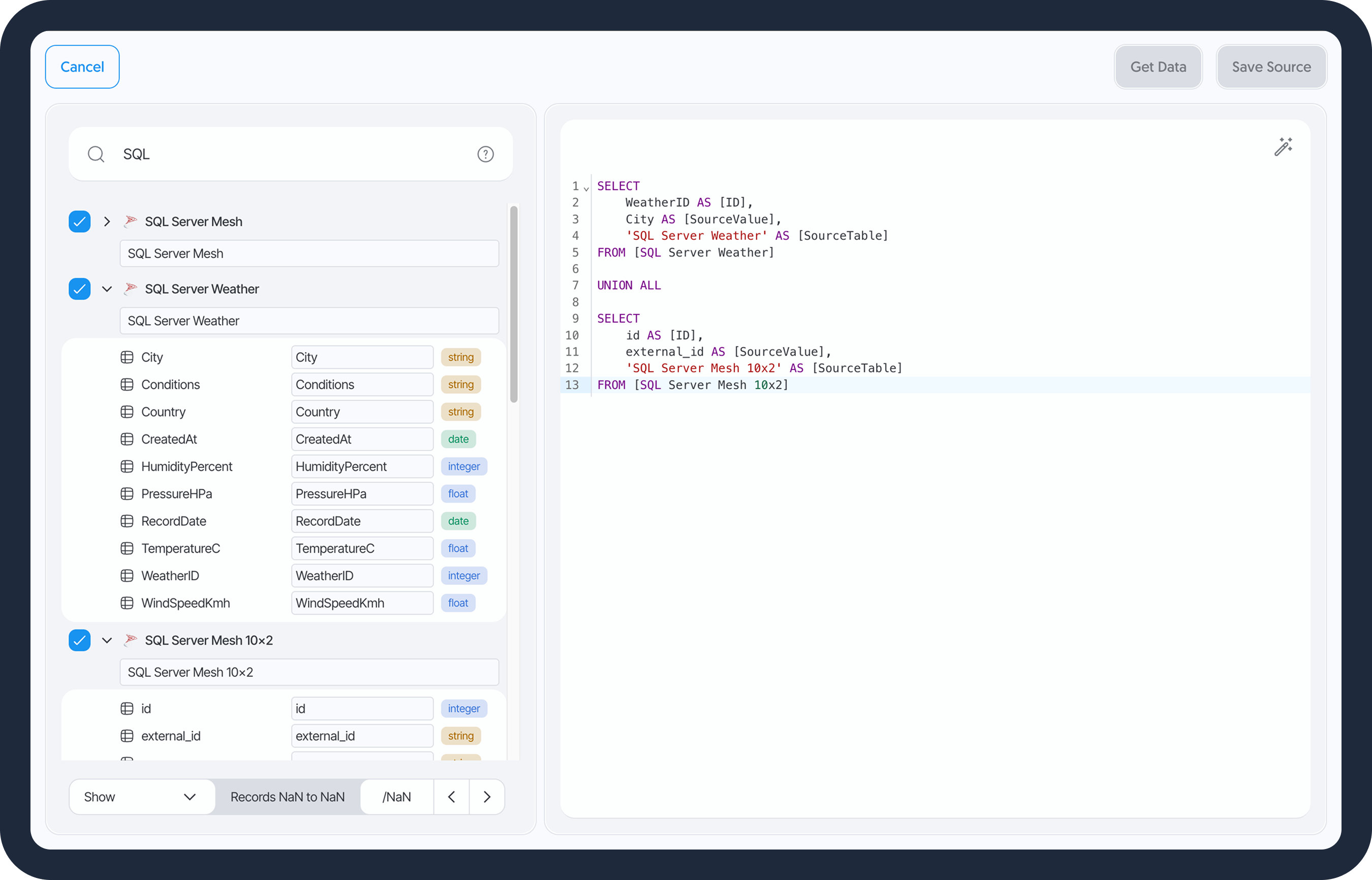 SQL editor