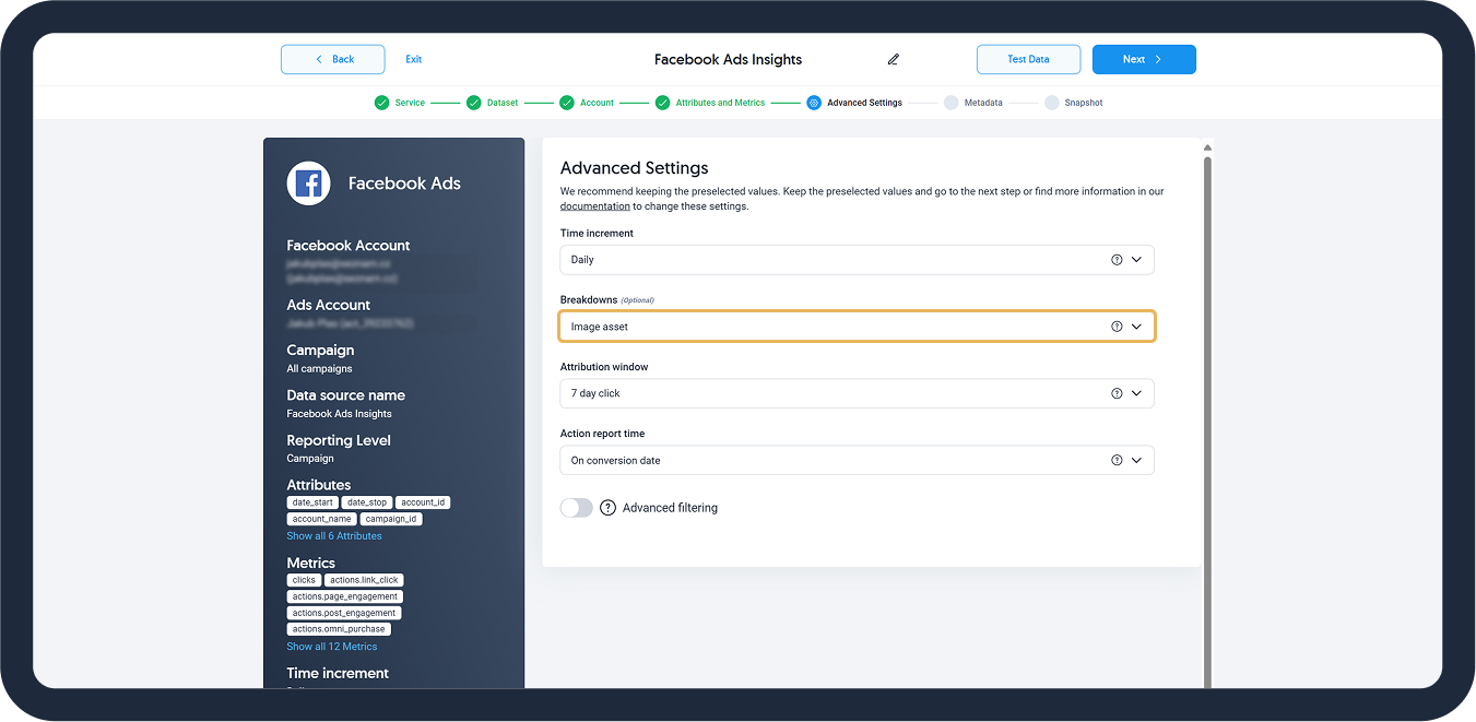 Facebook Ads - Select the Image Asset breakdown