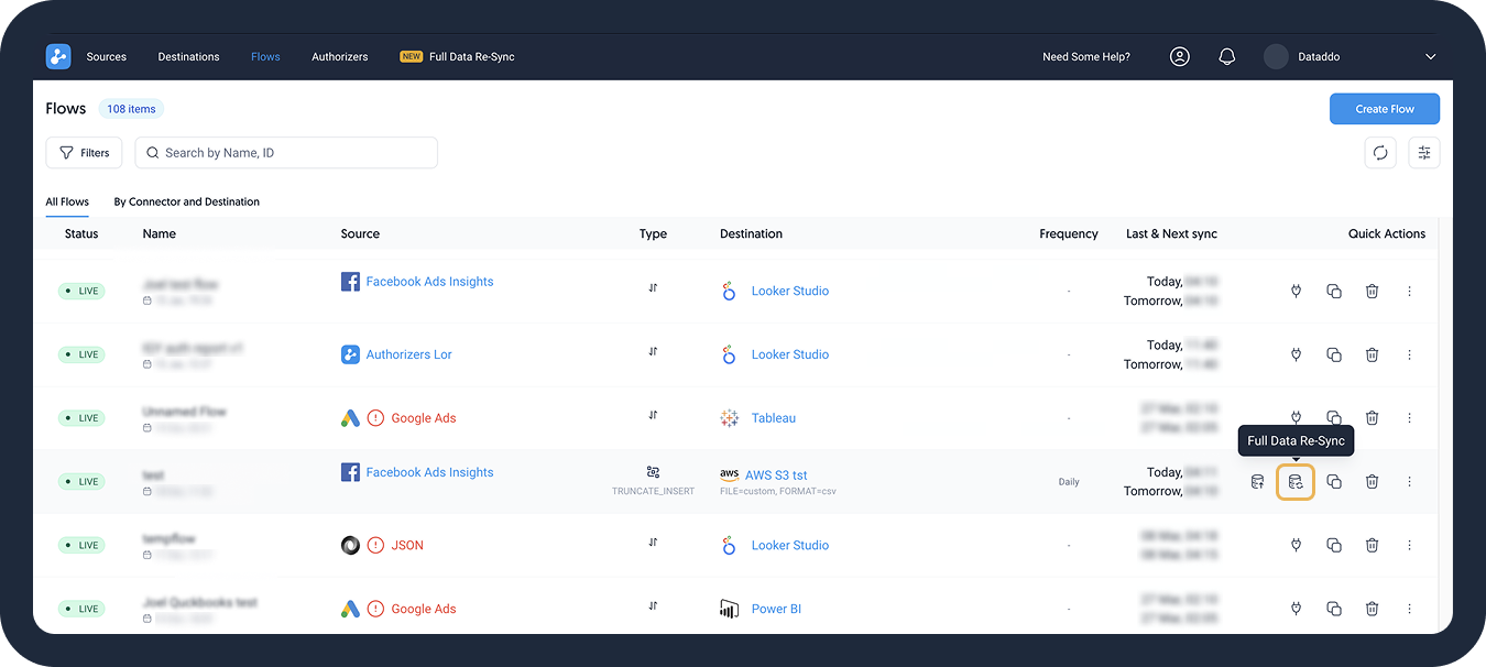 Flows page redesign.