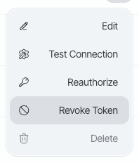 Newly available revoke token button.