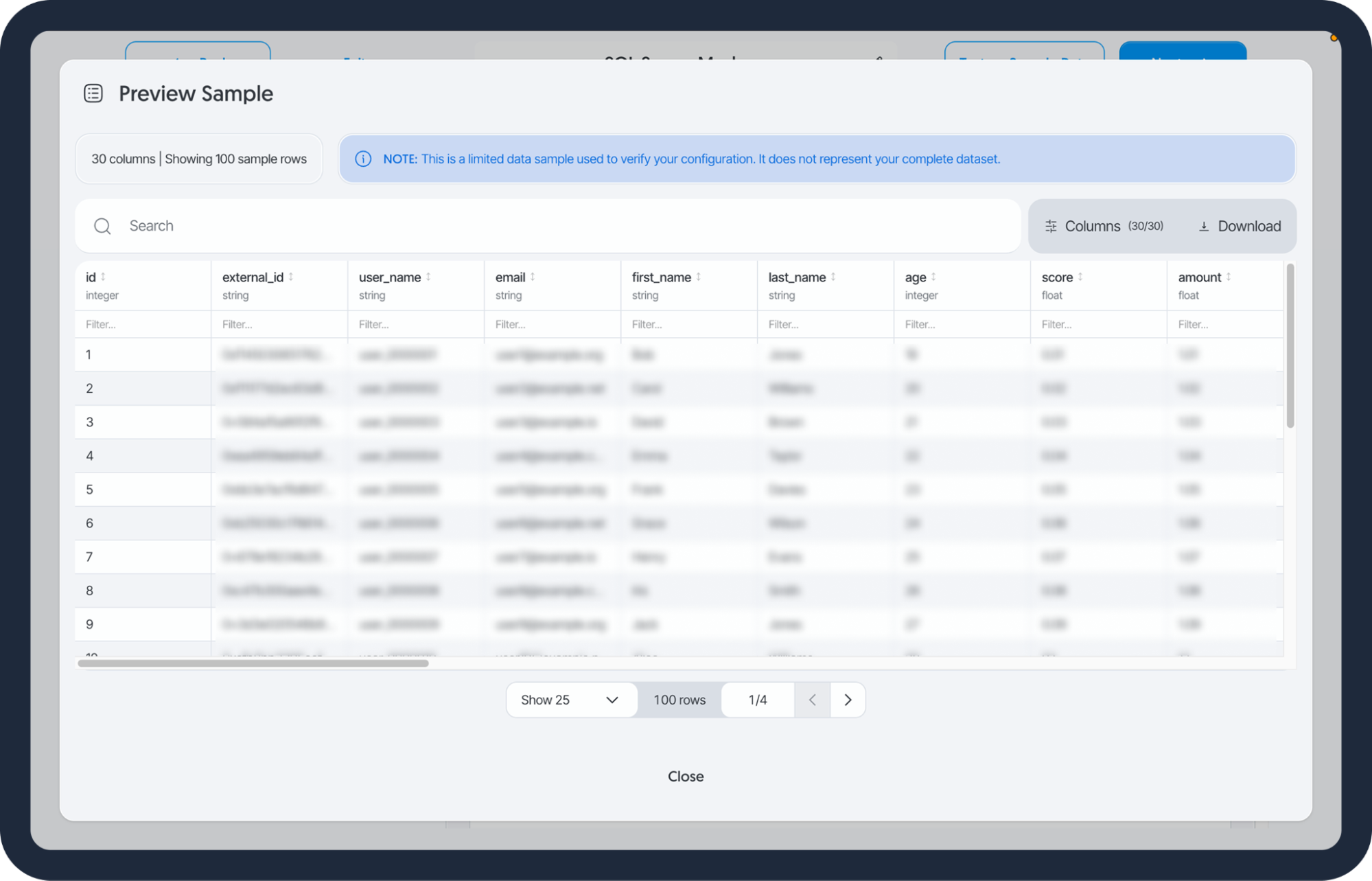 Updated preview sample data page to clarify the purpose of the preview.