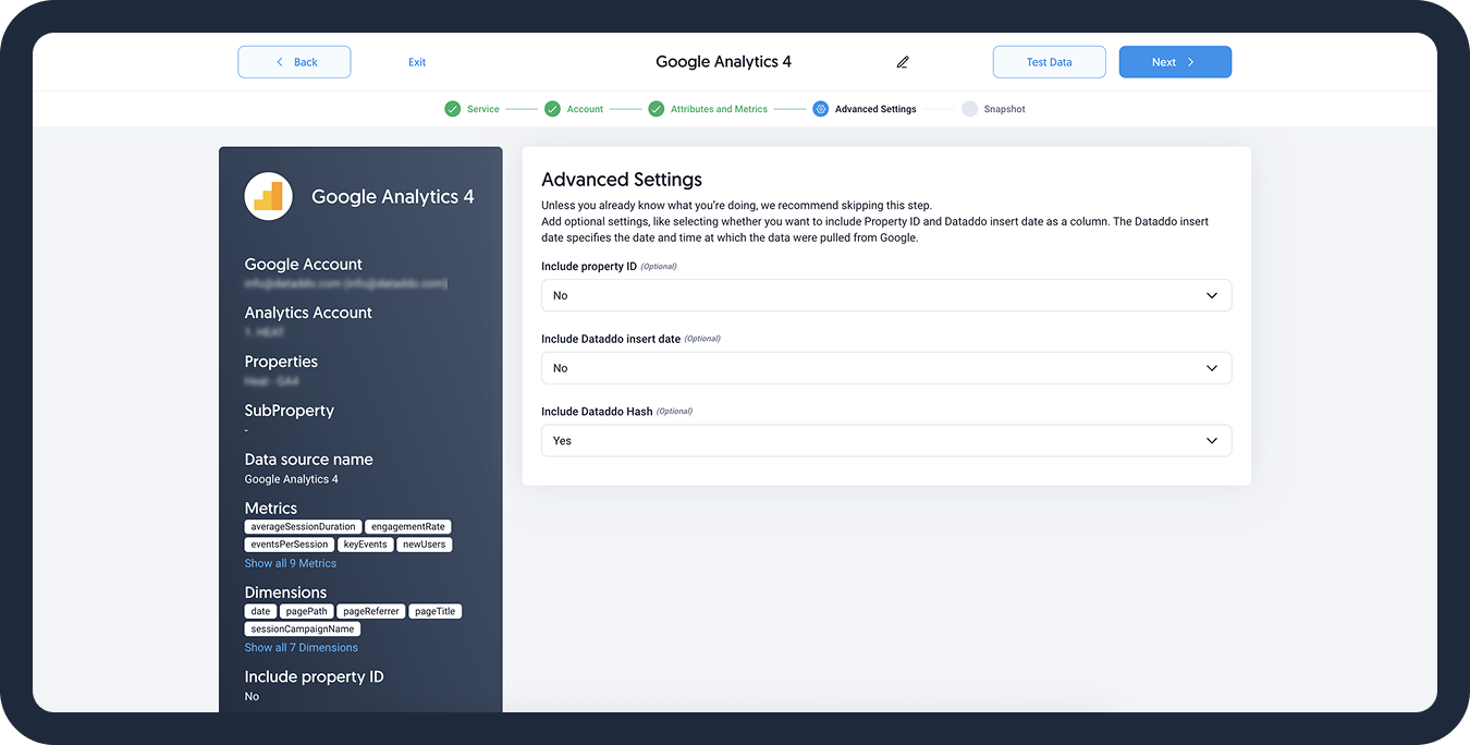 Select metadata.