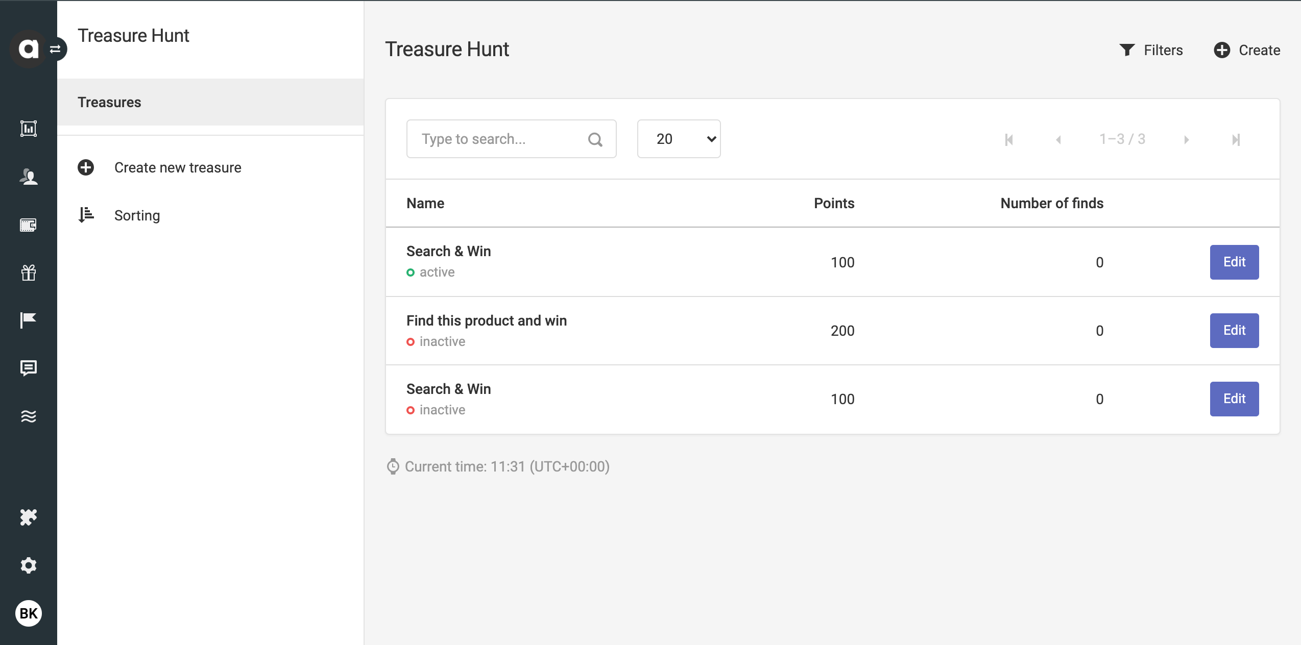 Online treasure hunt