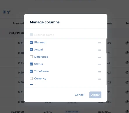 Manage Columns