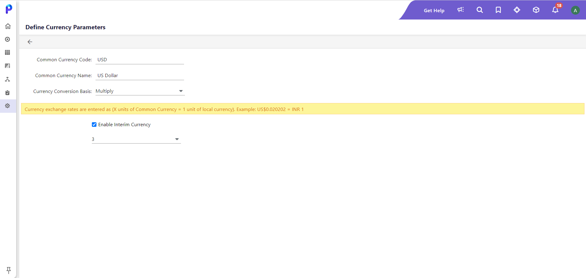 enable interim currency(1)