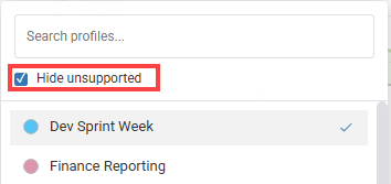 hide unsupported scaling profiles toggle selected