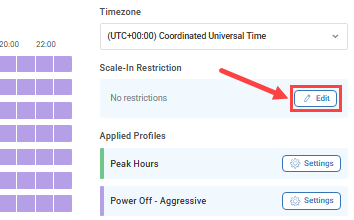scale-in restriction option enabled to block scale in