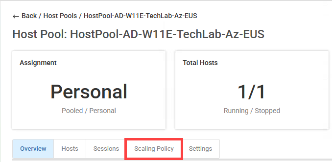 scaling policy tab selected