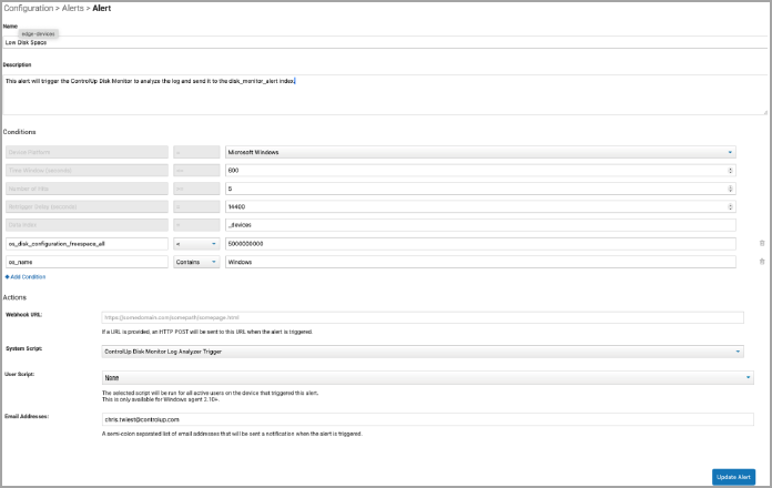 Run script if disk has equal or less than 5GB free space
