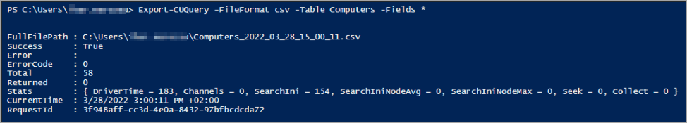 Export-CUQuery results