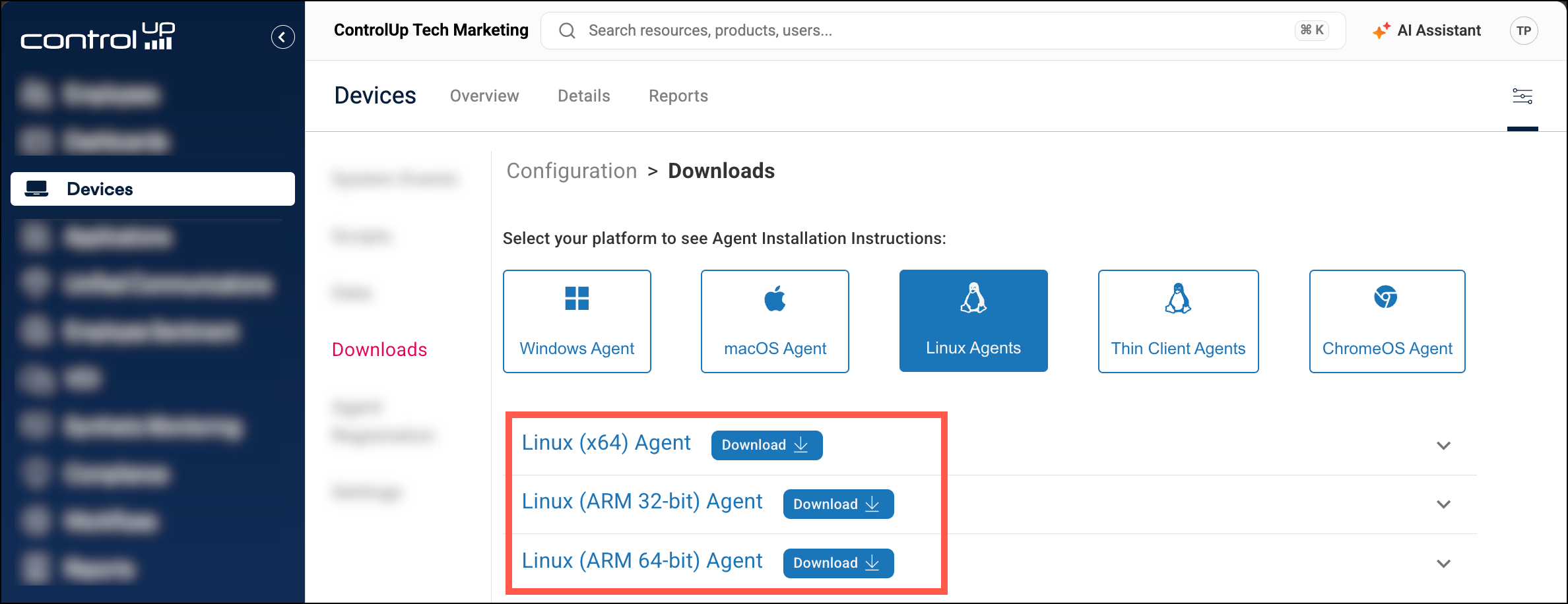 Linux download arch options